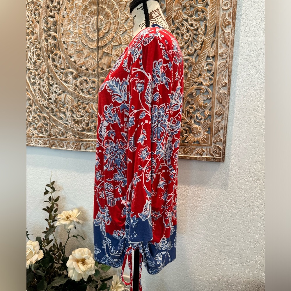 Ruby Rd. Red and Blue Floral Tunic - Picture 3 of 7